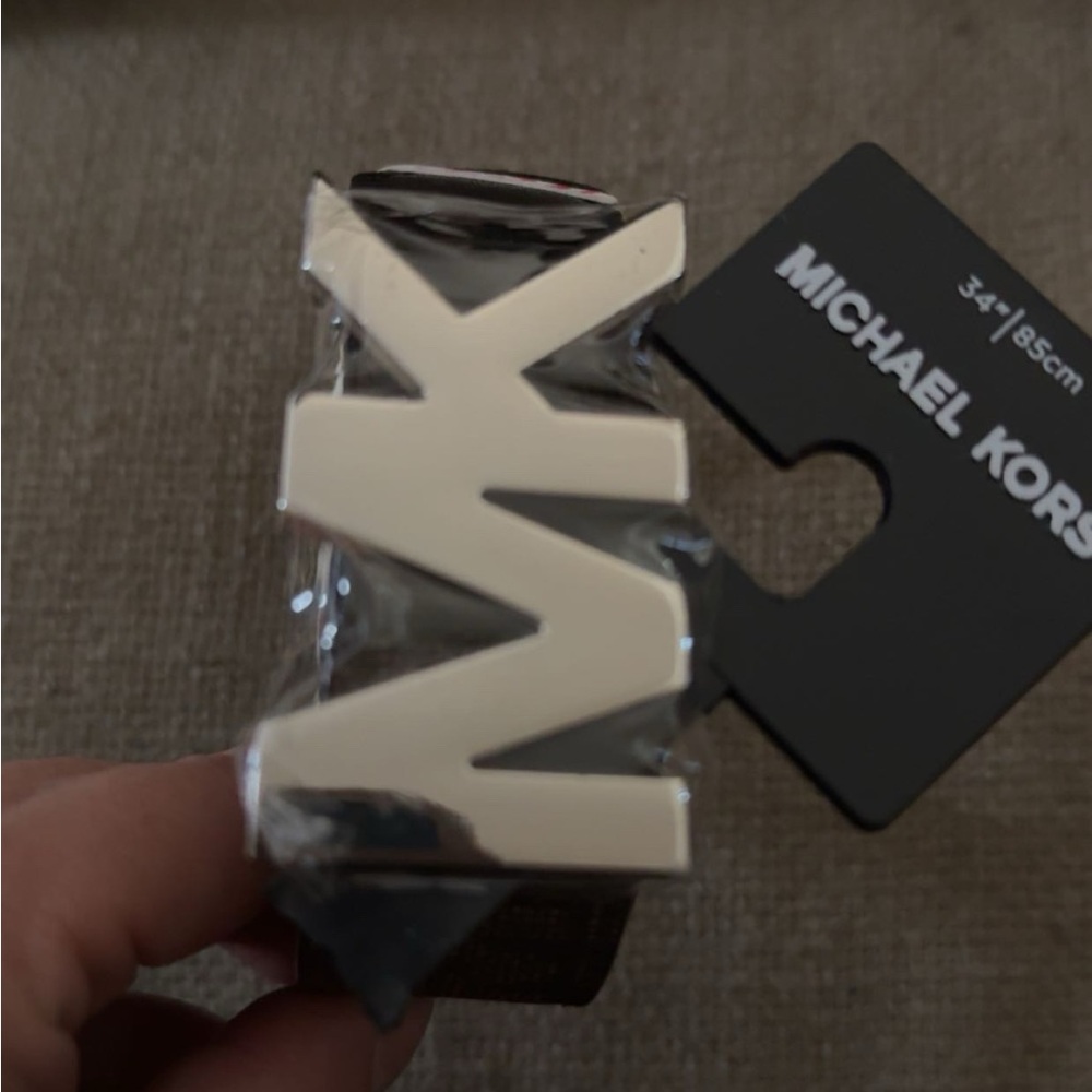 Michael Kors Silver and Black Men's Belt